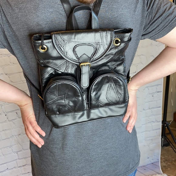 Genuine Leather Black Backpack - Picture 11 of 12